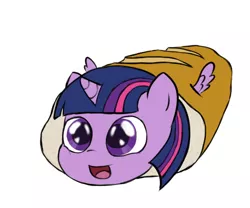 Size: 600x500 | Tagged: safe, artist:duskswordsman, derpibooru import, twilight sparkle, twilight sparkle (alicorn), alicorn, pony, bread, chibi, cute, food, horse meat, inbred, meat, pun, smiling, solo, twiabetes, twilightlicious