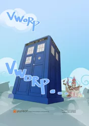 Size: 3541x5016 | Tagged: artist:gashiboka, comic, comic:recall the time of no return, derpibooru import, doctor who, no pony, patreon, patreon logo, safe, sugarcube corner, tardis