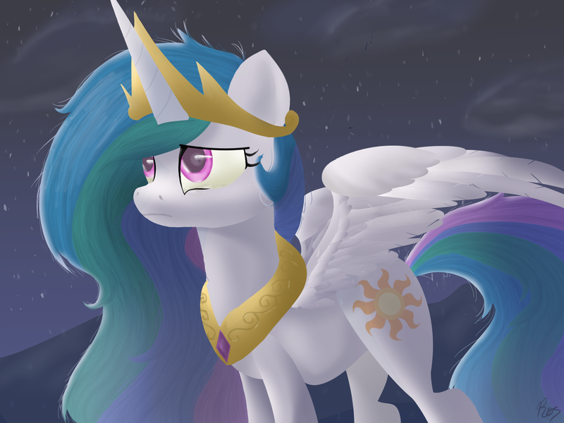 Size: 1600x1200 | Tagged: safe, artist:cleverashicat, derpibooru import, princess celestia, crying, sad, solo, spread wings