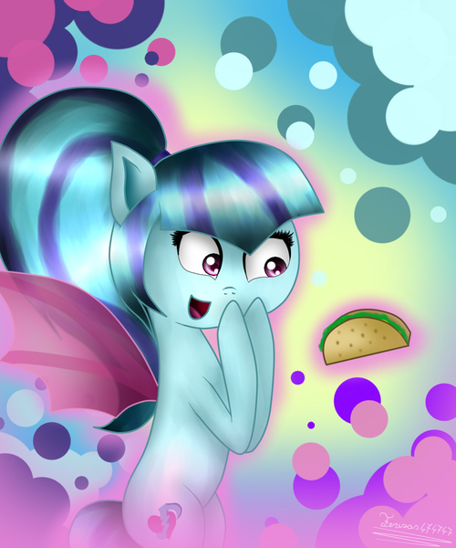 Size: 1000x1200 | Tagged: safe, artist:terezas474747, derpibooru import, sonata dusk, ponified, solo, sonataco, taco