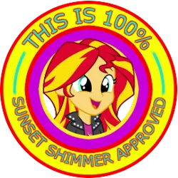 Size: 270x270 | Tagged: safe, artist:ambassad0r, derpibooru import, sunset shimmer, equestria girls, approval, cute, open mouth, reaction image, seal of approval, shimmerbetes, shimmersmile, simple background, smiling, solo, transparent background