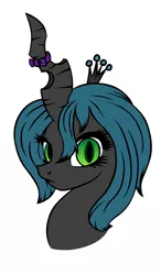 Size: 700x1200 | Tagged: alternate hairstyle, artist:yooyfull, bow, changeling, changeling queen, derpibooru import, female, horn bow, looking at you, queen chrysalis, safe, solo