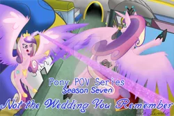 Size: 1024x683 | Tagged: safe, artist:rose-laxzi, derpibooru import, princess cadance, queen chrysalis, alicorn, pony, fanfic, pony pov series, alex warlorn, alicornified, blast, canterlot, commission, deviantart watermark, fanfic art, fight, magic, magic beam, magic blast, obtrusive watermark, watermark