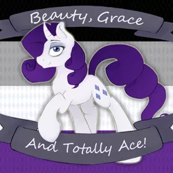 Size: 3240x3240 | Tagged: safe, artist:xenalollie, deleted from derpibooru, derpibooru import, rarity, pony, unicorn, asexual, asexual pride flag, banner, headcanon, pride, pride flag, sexuality headcanon, solo