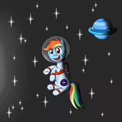 Size: 500x500 | Tagged: artist:flamethegamer, astrodash, astronaut, clothes, derpibooru import, planet, rainbow dash, safe, solo, space, spacesuit, stars