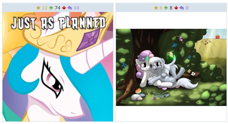 Size: 2027x1106 | Tagged: artist:rainihorn, derpibooru, derpibooru import, exploitable meme, female, just as planned, juxtaposition, juxtaposition win, lesbian, meme, meta, princess celestia, safe, shipping, silverbelle, silver spoon, sweetie belle