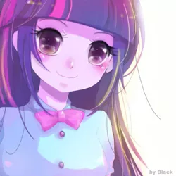 Size: 500x500 | Tagged: safe, artist:blackywolfer, derpibooru import, twilight sparkle, equestria girls, blushing, bust, cute, female, looking at you, manga, pixiv, simple background, solo, style emulation, twiabetes, white background