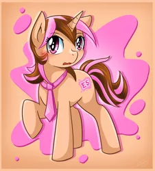 Size: 1200x1329 | Tagged: safe, artist:vavacung, derpibooru import, oc, oc:think pink, oc:think pinkie, unofficial characters only, pony, unicorn, blushing, estories, rule 63, solo