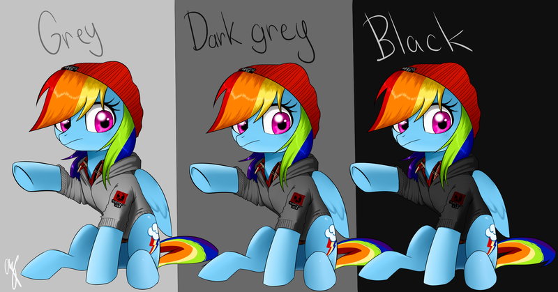 Size: 2312x1212 | Tagged: alternate costumes, artist:supermare, beanie, clothes, crossover, delsin rowe, derpibooru import, hat, hoodie, infamous, infamous second son, rainbow dash, safe, solo