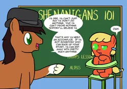 Size: 1000x701 | Tagged: safe, artist:the-skullivan, derpibooru import, oc, oc:honeycrisp, oc:spiced cider, unofficial characters only, pony, baby, baby pony, chalkboard, newbie artist training grounds