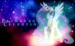 Size: 900x563 | Tagged: safe, artist:dovahbruh, derpibooru import, princess celestia, alicorn, pony, female, mare, small resolution, solo, space, vector, wallpaper