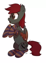 Size: 887x1205 | Tagged: artist:imalou, clothes, derpibooru import, oc, oc:spiral night, safe, socks, solo, striped socks, unofficial characters only