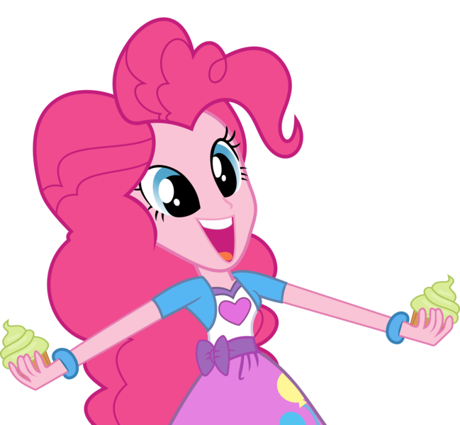 Size: 9000x8316 | Tagged: safe, artist:luckreza8, artist:starshinecelestalis, derpibooru import, edit, vector edit, pinkie pie, equestria girls, friendship games, .svg available, absurd resolution, clothes, cupcake, inkscape, open mouth, simple background, skirt, solo, transparent background, vector