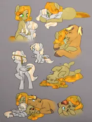 Size: 774x1032 | Tagged: safe, artist:kianamai, artist:mrs89fluffy, derpibooru import, oc, oc:amber lily, oc:angel feather, oc:copper, oc:golden delicious, unofficial characters only, pony, kilalaverse, adopted offspring, baby, baby pony, colored, crying, female, foal, male, next generation, oc x oc, offspring, offspring shipping, offspring's offspring, parent:applejack, parent:caramel, parent:oc:amber lily, parent:oc:golden delicious, parent:oc:herb, parent:oc:isis quartz, parents:carajack, parents:oc x oc, pregnant, shipping, simple background, straight