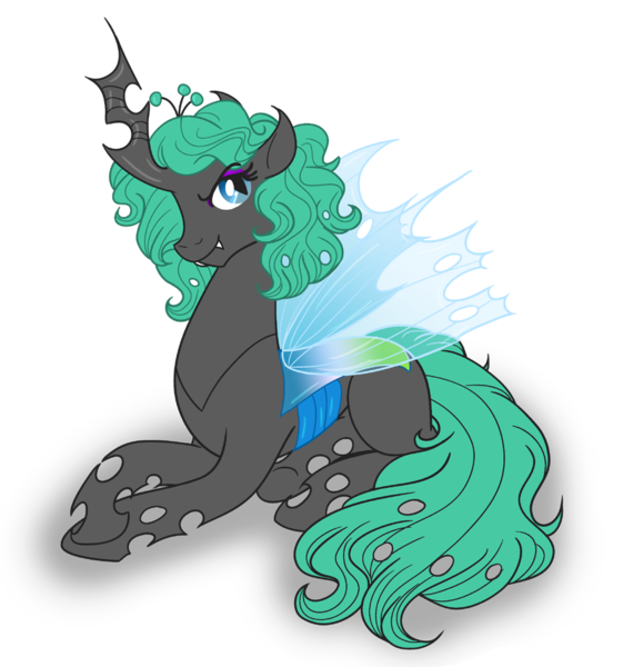 Size: 900x963 | Tagged: artist:akuoreo, changeling, changeling queen, changeling queen oc, derpibooru import, fanfic:a voice among the strangers, female, oc, oc:ebony, safe, solo, unofficial characters only