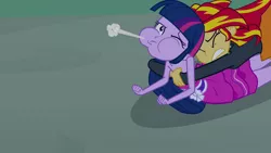 Size: 1920x1080 | Tagged: safe, derpibooru import, screencap, sunset shimmer, twilight sparkle, equestria girls, breast grab, breasts, funny, great moments in animation, grope, out of context, puffy cheeks