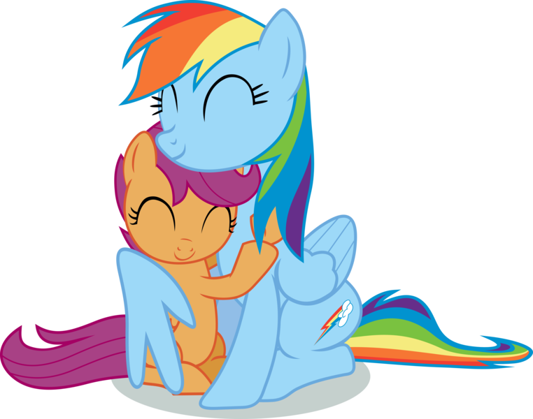 Size: 7009x5519 | Tagged: absurd resolution, artist:exe2001, derpibooru import, hug, rainbow dash, safe, scootaloo, scootalove, simple background, transparent background, vector