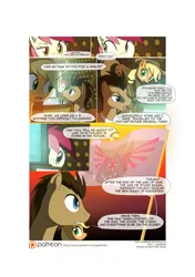 Size: 3541x5016 | Tagged: safe, artist:gashiboka, derpibooru import, applejack, doctor whooves, roseluck, time turner, pony, comic:recall the time of no return, aquila, comic, doctor who, implied tyrant sparkle, male, patreon, patreon logo, pointy ponies, stallion, tardis