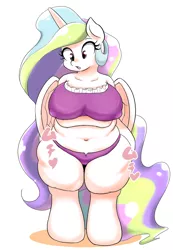 Size: 756x1093 | Tagged: anthro, artist:braffy, bbw, belly button, big breasts, breasts, busty princess celestia, chubby, chubbylestia, clothes, derpibooru import, fat, female, panties, princess celestia, solo, solo female, suggestive, thunder thighs, underwear, wide hips