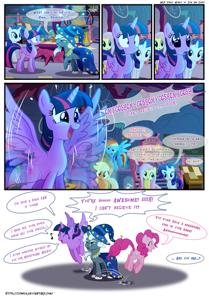 Size: 3500x4951 | Tagged: safe, artist:light e7fe, artist:light262, derpibooru import, applejack, fluttershy, pinkie pie, rainbow dash, rarity, star swirl the bearded, twilight sparkle, twilight sparkle (alicorn), alicorn, pony, comic:timey wimey, adorkable, ahegao, awesome, awesome face, comic, cute, doctor who, dork, drool, drool string, fangasm, fangirl, fangirling, heart eyes, ohmygosh, open mouth, pronking, spread wings, surprised, tongue out, twiabetes, unamused, unimpressed, wingboner, wingding eyes, wings