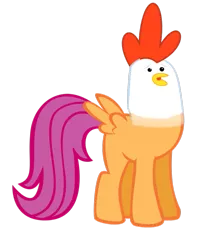 Size: 833x959 | Tagged: body swap, chicken, derpibooru import, head swap, safe, scootachicken, scootaloo, simple background, solo, transparent background, vector, what has science done