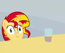 Size: 275x225 | Tagged: safe, derpibooru import, sunset shimmer, pony, chocolate milk, exploitable meme, meme, pure unfiltered evil, spilled milk, this will end in spilled milk