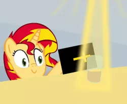 Size: 275x225 | Tagged: safe, derpibooru import, sunset shimmer, pony, bible, chocolate milk, everything is ruined, religion