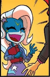 Size: 294x455 | Tagged: safe, derpibooru import, edit, trixie, veemon, equestria girls, spoiler:comic, spoiler:comicholiday2014, comic, digimon