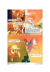 Size: 3541x5016 | Tagged: safe, artist:gashiboka, derpibooru import, applejack, doctor whooves, fluttershy, rainbow dash, time turner, pony, comic:recall the time of no return, comic, flying, male, patreon, patreon logo, pointy ponies, stallion