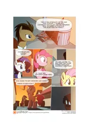 Size: 3541x5016 | Tagged: safe, artist:gashiboka, derpibooru import, doctor whooves, fluttershy, pinkie pie, rarity, roseluck, time turner, pony, comic:recall the time of no return, comic, male, patreon, patreon logo, stallion