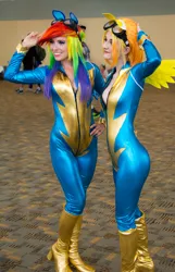 Size: 3518x5451 | Tagged: artist:cosplayhazard, boots, bronycon, bronycon 2015, cleavage, clothes, cosplay, costume, derpibooru import, fake ears, fake wings, female, goggles, high heel boots, human, irl, irl human, photo, photographer:joeyh3, rainbow dash, safe, shoes, spitfire, uniform