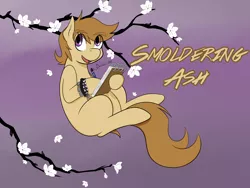 Size: 3200x2400 | Tagged: 2015, artist:smolder, badge, bracelet, cherry blossoms, con badge, derpibooru import, oc, oc:smoldering ash, safe, solo, unofficial characters only