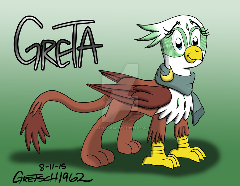 Size: 1024x792 | Tagged: dead source, safe, artist:gretsch1962, derpibooru import, greta, gryphon, the lost treasure of griffonstone, deviantart watermark, female, obtrusive watermark, solo, watermark