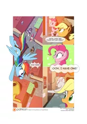 Size: 3541x5016 | Tagged: safe, artist:gashiboka, derpibooru import, applejack, doctor whooves, pinkie pie, rainbow dash, rarity, roseluck, time turner, pony, comic:recall the time of no return, comic, male, patreon, patreon logo, stallion