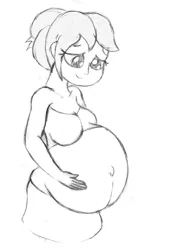 Size: 1235x1816 | Tagged: safe, artist:mlp-pregnancy-is-magic, derpibooru import, oc, oc:bundle joy, unofficial characters only, equestria girls, belly, belly button, equestria girls-ified, monochrome, pregnant, pregnant equestria girls, sketch, solo