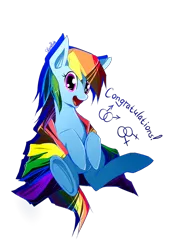 Size: 700x900 | Tagged: artist:skyeypony, congratulations, derpibooru import, gay pride, gay pride flag, happy, lovewins, pride, rainbow dash, safe, solo, underhoof