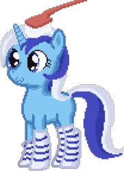 Size: 520x720 | Tagged: :3, artist:lightspeeed, brush, brushie, brushie brushie, clothes, derpibooru import, minuette, pixel art, safe, socks, solo, striped socks, toothbrush