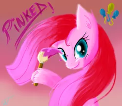 Size: 3458x3000 | Tagged: artist:yukiko-snowflake, derpibooru import, paintbrush, pinkamena diane pie, pinked, pinkie pie, safe, solo