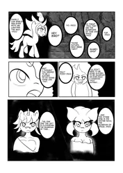 Size: 4961x7016 | Tagged: absurd resolution, comic, dark, derpibooru import, guardians, monochrome, oc, oc:clockwork, oc:leady star, oc:nova, safe, space, time, unofficial characters only