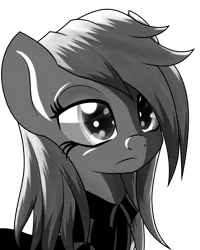 Size: 1600x2000 | Tagged: safe, artist:an-m, derpibooru import, oc, oc:aryanne, unofficial characters only, earth pony, pony, clothes, face, female, frown, game, general deathshead, germany, grayscale, loading screen, long mane, looking at you, military, monochrome, shirt, solo, starry eyes, uniform, wolfenstein, wolfenstein the new order, wolfenstein the old blood
