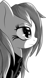 Size: 1326x2228 | Tagged: safe, artist:an-m, derpibooru import, oc, oc:aryanne, unofficial characters only, earth pony, pony, clothes, face, female, frown, game, general deathshead, germany, grayscale, loading screen, long mane, looking at you, military, monochrome, profile, sad, shirt, solo, starry eyes, uniform, wolfenstein, wolfenstein the new order, wolfenstein the old blood