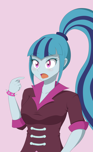 Size: 2322x3800 | Tagged: safe, artist:janji009, derpibooru import, sonata dusk, equestria girls, blushing, bracelet, confused, open mouth, solo