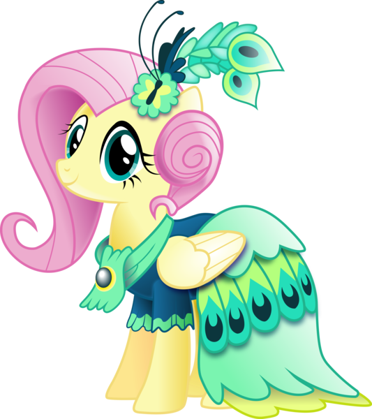 Size: 4764x5360 | Tagged: absurd resolution, artist:infinitewarlock, clothes, derpibooru import, dress, fluttershy, gala dress, safe, simple background, solo, transparent background, vector