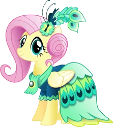 Size: 4764x5360 | Tagged: absurd resolution, artist:infinitewarlock, clothes, derpibooru import, dress, fluttershy, gala dress, safe, simple background, solo, transparent background, vector