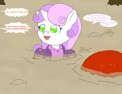 Size: 2200x1700 | Tagged: anthro, apple bloom, artist:luckykid7, ball, cutie mark crusaders, derpibooru import, female, muck, mud, offscreen character, quicksand, safe, scootaloo, sinking, swamp, sweetie belle, sweetiedumb, sweetie fail, this will end in tears, this will end in tears and/or death, this will not end well