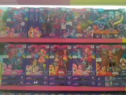 Size: 1280x960 | Tagged: safe, derpibooru import, aria blaze, flash sentry, fluttershy, pinkie pie, sci-twi, sonata dusk, sugarcoat, twilight sparkle, equestria girls, friendship games, rainbow rocks, equestria girls logo, irl, merchandise, photo