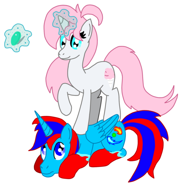 Size: 885x902 | Tagged: safe, artist:cryoflaredraco, derpibooru import, oc, oc:cotton candy, oc:cryoflare, unofficial characters only, alicorn, pony, alicorn oc, donut steel