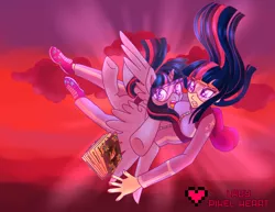 Size: 3850x2975 | Tagged: air ponyville, artist:ladypixelheart, book, clothes, derpibooru import, falling, goggles, human, humanized, human ponidox, jumpsuit, parachute, safe, skydiving, twilight sparkle, twilight sparkle (alicorn)