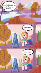 Size: 740x1305 | Tagged: alan wake, canvas, comic, derpibooru import, dialogue, easel, g3.5, painting, reference, safe, screencap, screencap comic, solo, speech bubble, toola roola, twinkle wish adventure