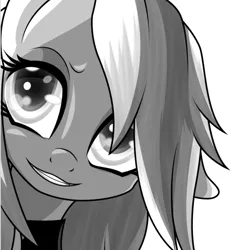 Size: 723x777 | Tagged: safe, artist:an-m, derpibooru import, oc, oc:aryanne, unofficial characters only, earth pony, pony, clothes, corner, face, female, game, general deathshead, germany, grayscale, loading screen, long mane, looking around, looking at you, looking up, military, monochrome, shirt, smiling, solo, starry eyes, uniform, wolfenstein, wolfenstein the new order, wolfenstein the old blood